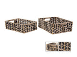 Rectangle Hand Weaved Wicker Baskets Set of 2 78618122