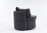 029-Teddy Fabric Swivel And Storage Chair With Back Cushion For Living Room,Dark Gray W527P166246