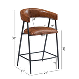 26'' Counter Stools Set of 2, Pu Upholstered Counter Stools with iron Frame, Backrest, Footrest, Arm N780P199985B