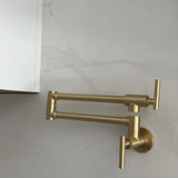 Gold Pot Filler Faucet Wall Mount Kitchen Folding Faucet with Double Joint Swing Arms, Two Handle T3177P277528
