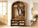 70.87" Arched Hall Tree with Bench and Shoe Storage for Entryway 64073762