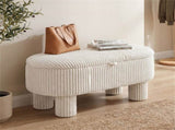 Beige 42 Inch Corduroy Storage Bench, Plush Foam Cushion & Hidden Compartment, 400LBS Seat Weight 29854997