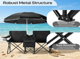 XL Double Folding Fishing Chair with Umbrella, Cooler Bag, Cup Holders - Heavy Duty 480 lbs 91120849