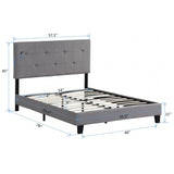 Full Size Upholstered Platform Bed Frame with Modern Button Tufted Linen Fabric Headboard, No Box W31136121