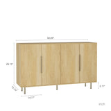 Wood Modern Buffet Cabinet with Storage, Fluted Sideboard Large Buffet with Adjustable Shelves, W1321P307871