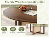 37.5" Round Dining Table for 2-4 People, Mid-Century Modern Kitchen Table with PE Rattan & Rubber 46001682