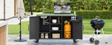 K&K 55.5" Kitchen Island with Sink, Metal Grill Cart Table with 304 Stainless Steel Sink, N707P270780B