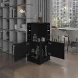 Jakes 42" Tall Corner Bar Cabinet with Eight Wine Bottle Cubbies and Double Door cabinet, Living B200P253730
