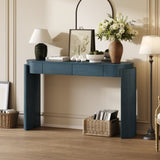TREXM Entryway Table with Natural Wood Grain Finish, Console Table with Fluted Design, Oval Top and N715P288632M