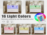 2PCS Nightstands Particleboard & Melamine-Faced Storage Cabinet with 2 USB Ports 35618343