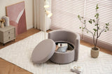 029-Teddy Fabric Swivel And Storage Chair With Back Cushion For Living Room,Light Gray W527P166247