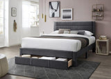 ZNTS Luxury Contemporary Look 1pc Queen Size Bed w Storage Drawer Charcoal Corduroy Headboard Bedframe B011P238964