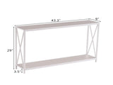Triamine Board Cross Iron Frame Porch Table Sofa Side Table Reddish Oak Wood 93377749