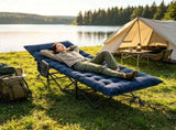 Navy Foldable Heavy Duty Camping Cot 330LBS, Portable Outdoor Sleeping Bed with Cushion & Carry 99821226