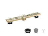 12 Inch Linear Shower Drain with Removable Square Patterned Grate, 304 Stainless Steel with Hair 34152482