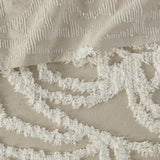 Tufted Cotton Chenille Medallion Fringe Coverlet Mini Set Taupe King/Cal King B035129048