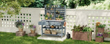 K&K 64.9"H Outdoor Potting Bench Table with Lockable Wheels, Solid Wood Outdoor Kitchen Island with N707P228274G