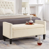 ZNTS Upholstered Tufted Button Storage Bench with nails trim,Entryway Living Room Soft Padded Seat with 65313741