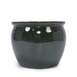 Handmade Dark Green Glazed Ceramic Planter Set of 3, 15/12/9 Inch Diameter, Solid Glossy Finish, for W3273P321543