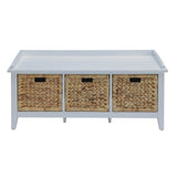 Beige and White Bench with 3-Drawer B062P189198