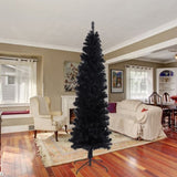 ZNTS 7.5FT Black Slim Artificial Christmas Tree Includes Foldable Metal Stand 82779090