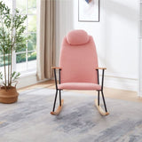 Adjustable Headrest Pillow Rocking Chair, Teddy Fabric Upholstered Glider Rocker with High Backrest, W1669P220429