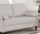 Contemporary Style Off-White 1pc Loveseat Leatherette Upholstered Bench Style Seating Bolster B011P203540