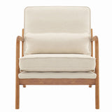 Oak Armrest Oak Upholstered Single Lounge Chair Indoor Lounge Chair Off-White 27168423