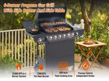 6 Burner BBQ Propane Gas Grill with Side Burner 72000 BTU Output Stainless Steel Barbecue Grill with 66947950