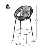 Ferrara Outdoor Patio Black Faux Wicker Barstool, Set of 2 N775P266222B