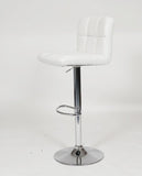 Swivel Faux Leather Adjustable Hydraulic Bar Stool, Set of 2, White T2574P164843