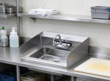 17x12.8" Hand Sink with Faucet, Wall-Mount Commercial Hand Washing Sink with Side Splash for 52428902