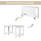 TOPMAX Farmhouse Wood Extendable Dining Table with Drop Leaf for Small Places, White N717P195019K