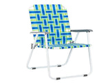 2pcs Steel Tube PP Webbing Bearing 120kg Folding Beach Chair Blue Strip 79845666