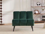 24.4" Wide Modern Upholstered Armless Chair with Black Metal Legs, Velvet Accent Chair for Living W3098P308778