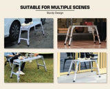 Aluminum Work Platform Large Size Step Stool Folding Portable Work Bench 40" Width Telescopic Feet W2529P185532