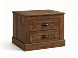 Farmhouse Nightstand with 2 Storage Drawers, Vintage Wooden Bedside Table with Non-Slip Foot Pads, 15894813