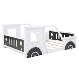 Full Size Classic Car-Shaped Platform Bed with Wheels,White WF306743AAK