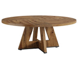 47" Round Farmhouse Dining Burlywood Wood Kitchen for 4, Cross Base Wooden Dinner B082P364496