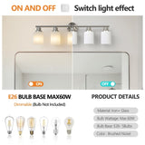 Modern 5-Light Vanity Wall Sconce, Brushed Nickel Finish with Frosted Glass Shades for Bathroom or W1340P206698