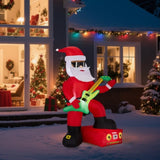 7.5FT Lighted Christmas Inflatable Decoration, Inflatable Black Santa Playing Electric Guitar, Funny 18659500
