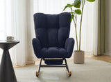 Teddy Fabric Wingback Glider Rocker & Ottoman Set, Nursery Nursing Rocking Chair with Side Storage 23736563