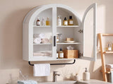 Arched Ceiling 2 Glass Doors 3 Shelves Bathroom Vanity MDF Melamine-Faced Bathroom Vanity with Towel 76866959