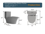 Matte Grey Elongated One Piece Toilet Dual Flush 1.1/1.6 GPF Water Saving Comfort Seat Height, Map W2826P192008