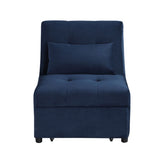 Modern Lift Top Storage Bench with Pull-out Bed 1pc Dark Blue Velvet Tufted Solid Wood Furniture B011P170003