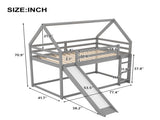 Twin Size Bunk House Bed with Slide and Ladder,Gray 69291769