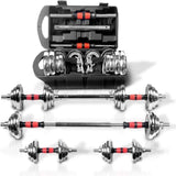 Adjustable Dumbbell Set Home Gym Cast Iron Barbell Sets with Carry Box 44lbs Office Bedroom Workout T3060P287682