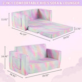 KS-Series All-Sponge Kids Double Foldable Sofa Bed Spray-Print Slant Peach Fabric 44768340