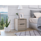 Kaia Nightstand , End Table, Side Table Two Drawers, Metal Handle -Light Gray B07091875