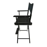 Casual Home Director's Chair, Black Frame/Black Canvas,Suitable for adults, foldable style, 2pcs/set 93515385
